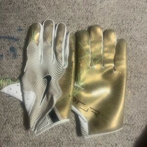 Nike Gold and White Athletic Gloves